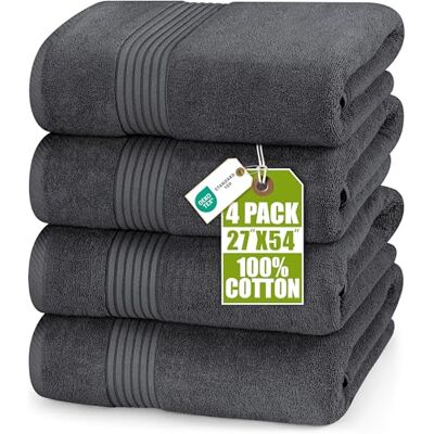 Utopia Towels 4-pack badhanddukar Premium 100% ringspunnen bomull 69 x 137 cm handdukar, mycket absorberande, mjuka duschhanddukar (Grå) Utopia Towels 4-pack badhanddukar Premium 100% ringspunnen bomull 69 x 137 cm handdukar, mycket absorberande, mjuka duschhanddukar (Grå)