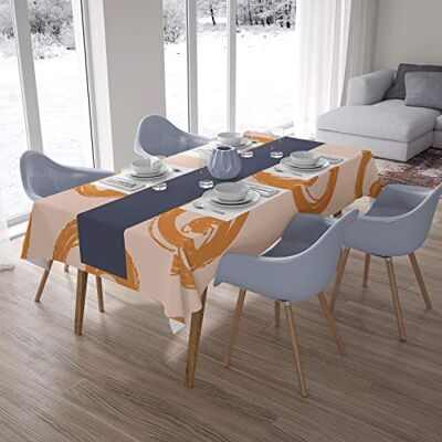 Bonamaison Köksdekoration, bordsduk, orange, benvit, 140 x 200 cm designad och tillverkad i Turkiet Bonamaison Köksdekoration, bordsduk, orange, benvit, 140 x 200 cm designad och tillverkad i Turkiet