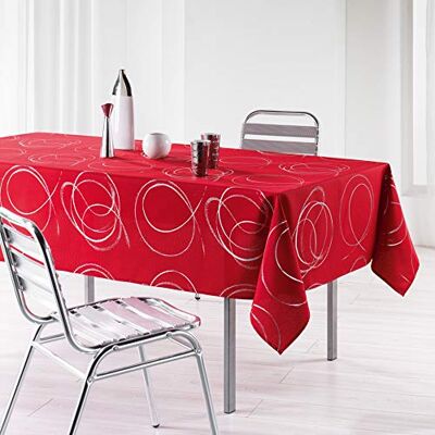 Douceur d'Intérieur , Rektangel bordsduk (150 x 300 Cm) Bully röd, polyestertryck metallic Douceur d'Intérieur , Rektangel bordsduk (150 x 300 Cm) Bully röd, polyestertryck metallic