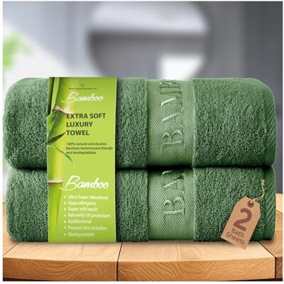 GC GAVENO CAVAILIA Bambu badlakan extra stort (80 x 140 cm) – 500 GSM supervattenabsorberande handdukar stora bambuhanddukar 2-pack (60% bambu, 40% bomull) – extra mjuk handduk badlakan – gröna GC GAVENO CAVAILIA Bambu badlakan extra stort (80 x 140 cm) – 500 GSM supervattenabsorberande handdukar stora bambuhanddukar 2-pack (60% bambu, 40% bomull) – extra mjuk handduk badlakan – gröna