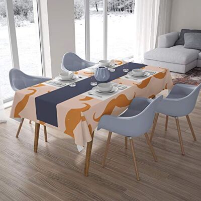 Bonamaison Köksdekoration, bordsduk, orange, benvit, 140 x 200 cm designad och tillverkad i Turkiet Bonamaison Köksdekoration, bordsduk, orange, benvit, 140 x 200 cm designad och tillverkad i Turkiet