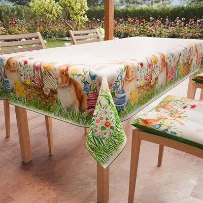 PETTI Artigiani Italiani Påsk bordsduk Rektangulär Påskbordsöverdrag Kök Ritning Bunny X24-sits (140x450cm) 100% Tillverkad i Italien PETTI Artigiani Italiani Påsk bordsduk Rektangulär Påskbordsöverdrag Kök Ritning Bunny X24-sits (140x450cm) 100% Tillverkad i Italien