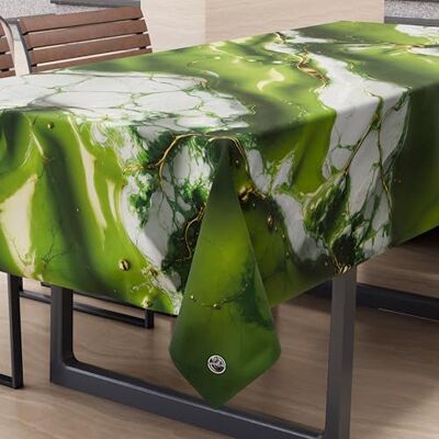PETTI Artigiani Italiani Fläckbeständig rektangulär bordsduk kök elegant marmoreffekt grön X6-sits (140 x 180 cm) 100% tillverkad i Italien PETTI Artigiani Italiani Fläckbeständig rektangulär bordsduk kök elegant marmoreffekt grön X6-sits (140 x 180 cm) 100% tillverkad i Italien