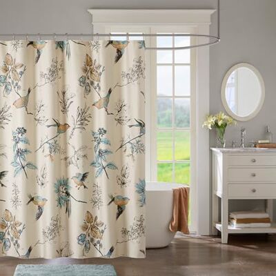 Madison Park Quincy tryckt bomull duschdraperi kaki 183 x 183 cm Madison Park Quincy tryckt bomull duschdraperi kaki 183 x 183 cm