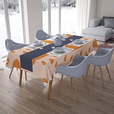 Bonamaison Köksdekoration, bordsduk, orange, benvit, 140 x 200 cm designad och tillverkad i Turkiet Bonamaison Köksdekoration, bordsduk, orange, benvit, 140 x 200 cm designad och tillverkad i Turkiet