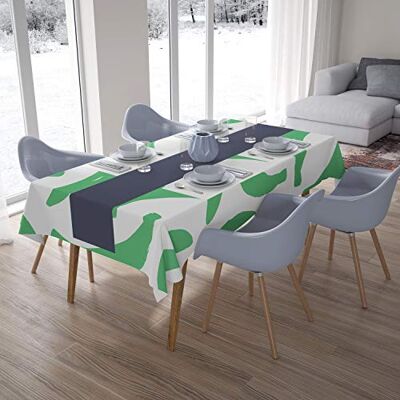 Bonamaison Köksdekoration, bordsduk, bensinggrön, vit, 140 x 200 cm designad och tillverkad i Turkiet Bonamaison Köksdekoration, bordsduk, bensinggrön, vit, 140 x 200 cm designad och tillverkad i Turkiet