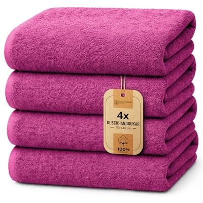 NatureMark Set med 4 duschhanddukar – mjuka och absorberande duschhanddukar i 100% bomull, lämpliga för daglig användning – Rosa, 70x140 cm NatureMark Set med 4 duschhanddukar – mjuka och absorberande duschhanddukar i 100% bomull, lämpliga för daglig användning – Rosa, 70x140 cm