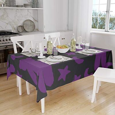 Bonamaison Köksdekoration, bordsduk, lila, svart, 140 x 160 cm designad och tillverkad i Turkiet Bonamaison Köksdekoration, bordsduk, lila, svart, 140 x 160 cm designad och tillverkad i Turkiet