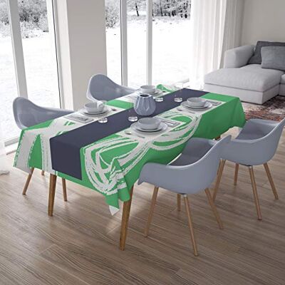 Bonamaison Köksdekoration, bordsduk, bensinggrön, vit, 140 x 200 cm designad och tillverkad i Turkiet Bonamaison Köksdekoration, bordsduk, bensinggrön, vit, 140 x 200 cm designad och tillverkad i Turkiet