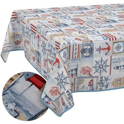 ANRO Bordsduk tvättbar bordsduk lotuseffekt lättskött av bomull polyester smutsavvisande utomhus trädgårdsduk maritim 100 x 140 cm med rörband ANRO Bordsduk tvättbar bordsduk lotuseffekt lättskött av bomull polyester smutsavvisande utomhus trädgårdsduk maritim 100 x 140 cm med rörband
