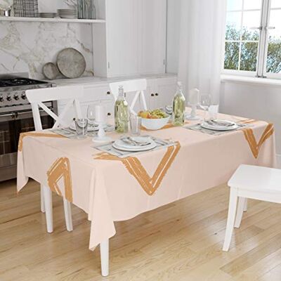 Bonamaison Köksdekoration, bordsduk, orange, benvit, 140 x 160 cm designad och tillverkad i Turkiet Bonamaison Köksdekoration, bordsduk, orange, benvit, 140 x 160 cm designad och tillverkad i Turkiet