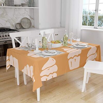 Bonamaison köksdekoration, bordsduk, orange, vitt, 140 x 160 cm – designad och tillverkad i Turkiet Bonamaison köksdekoration, bordsduk, orange, vitt, 140 x 160 cm – designad och tillverkad i Turkiet
