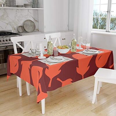 Bonamaison Köksdekoration, bordsduk, orange Bordeux, 140 x 160 cm designad och tillverkad i Turkiet Bonamaison Köksdekoration, bordsduk, orange Bordeux, 140 x 160 cm designad och tillverkad i Turkiet