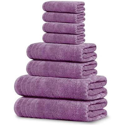 Tens Towels Tio handdukar 8-delat handduksset, 2 extra stora badhanddukar, 2 handdukar, 4 tvättlappar, 100% bomull, lättare vikt, snabbare att torka, superabsorberande, perfekt badrumshandduksset (lila) Tens Towels Tio handdukar 8-delat handduksset, 2 extra stora badhanddukar, 2 handdukar, 4 tvättlappar, 100% bomull, lättare vikt, snabbare att torka, superabsorberande, perfekt badrumshandduksset (lila)