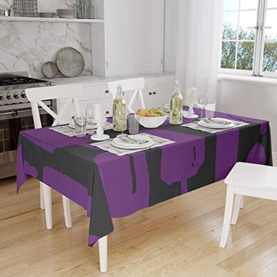 Bonamaison Köksdekoration, bordsduk, lila, svart, 140 x 160 cm designad och tillverkad i Turkiet Bonamaison Köksdekoration, bordsduk, lila, svart, 140 x 160 cm designad och tillverkad i Turkiet