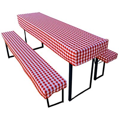Lemos Home Öltält-set underlägg (set med 3) av 1 x bordsduk och 2 x ölbänksskydd. Tillgängliga storlekar och färger. (110 x 60 cm, röd rutig) Lemos Home Öltält-set underlägg (set med 3) av 1 x bordsduk och 2 x ölbänksskydd. Tillgängliga storlekar och färger. (110 x 60 cm, röd rutig)