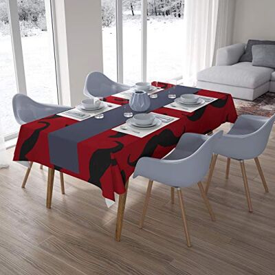 Bonamaison Köksdekoration, bordsduk, röd svart, 140 x 200 cm designad och tillverkad i Turkiet Bonamaison Köksdekoration, bordsduk, röd svart, 140 x 200 cm designad och tillverkad i Turkiet