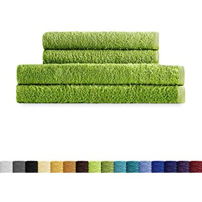 Eiffel Textile Handduksspel Kvalitet Locky 400 gr, Egyptisk Bomull 100%, Blad, 2 handfat 2 Savann, 4 Eiffel Textile Handduksspel Kvalitet Locky 400 gr, Egyptisk Bomull 100%, Blad, 2 handfat 2 Savann, 4