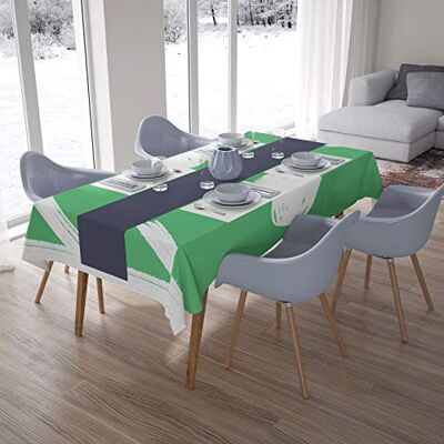 Bonamaison Köksdekoration, bordsduk, bensinggrön, vit, 140 x 200 cm designad och tillverkad i Turkiet Bonamaison Köksdekoration, bordsduk, bensinggrön, vit, 140 x 200 cm designad och tillverkad i Turkiet