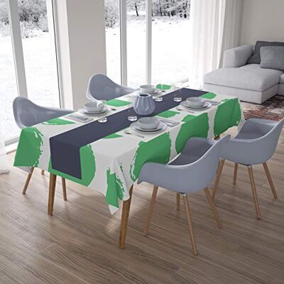 Bonamaison Köksdekoration, bordsduk, bensinggrön, vit, 140 x 200 cm designad och tillverkad i Turkiet Bonamaison Köksdekoration, bordsduk, bensinggrön, vit, 140 x 200 cm designad och tillverkad i Turkiet