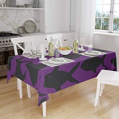 Bonamaison Köksdekoration, bordsduk, lila, svart, 140 x 160 cm designad och tillverkad i Turkiet Bonamaison Köksdekoration, bordsduk, lila, svart, 140 x 160 cm designad och tillverkad i Turkiet