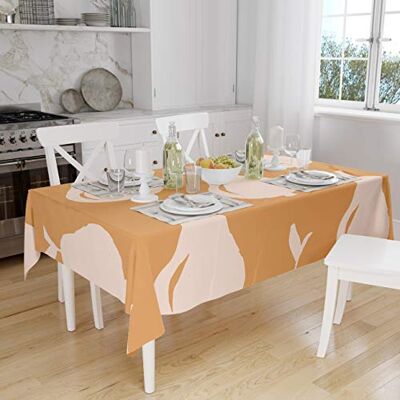 Bonamaison köksdekoration, bordsduk, orange, vitt, 140 x 160 cm – designad och tillverkad i Turkiet Bonamaison köksdekoration, bordsduk, orange, vitt, 140 x 160 cm – designad och tillverkad i Turkiet