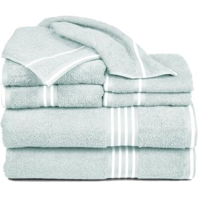 Lavish Home Rio 8 delar 100% bomullshandduksset – havsskum Lavish Home Rio 8 delar 100% bomullshandduksset – havsskum