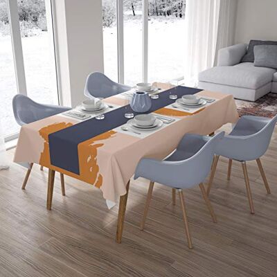 Bonamaison Köksdekoration, bordsduk, orange, benvit, 140 x 200 cm designad och tillverkad i Turkiet Bonamaison Köksdekoration, bordsduk, orange, benvit, 140 x 200 cm designad och tillverkad i Turkiet