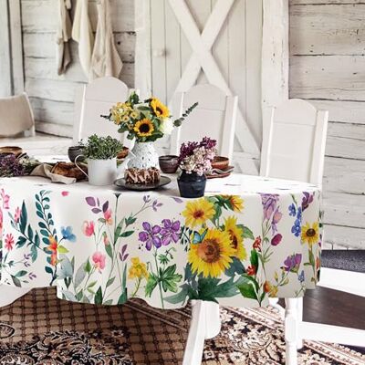 Yighty oval vår sommar bordsduk 152 x 213 cm, vårblommig akvarell bordsduk, vattentät skrynkelbeständig bordsduk, vår sommar dekoration för semester kök matsal Yighty oval vår sommar bordsduk 152 x 213 cm, vårblommig akvarell bordsduk, vattentät skrynkelbeständig bordsduk, vår sommar dekoration för semester kök matsal