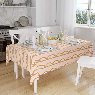 Bonamaison Köksdekoration, bordsduk, orange, benvit, 140 x 160 cm designad och tillverkad i Turkiet Bonamaison Köksdekoration, bordsduk, orange, benvit, 140 x 160 cm designad och tillverkad i Turkiet
