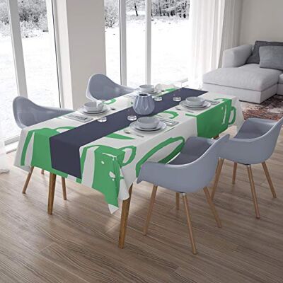 Bonamaison Köksdekoration, bordsduk, bensinggrön, vit, 140 x 200 cm designad och tillverkad i Turkiet Bonamaison Köksdekoration, bordsduk, bensinggrön, vit, 140 x 200 cm designad och tillverkad i Turkiet