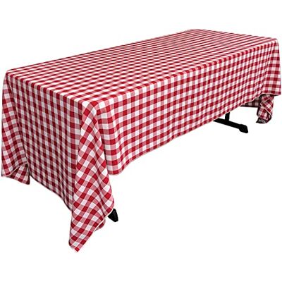 LA Linen Rutig bordsduk, 60 x 120 tum, röd LA Linen Rutig bordsduk, 60 x 120 tum, röd
