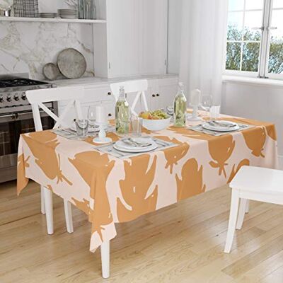 Bonamaison Köksdekoration, bordsduk, orange, benvit, 140 x 160 cm designad och tillverkad i Turkiet Bonamaison Köksdekoration, bordsduk, orange, benvit, 140 x 160 cm designad och tillverkad i Turkiet