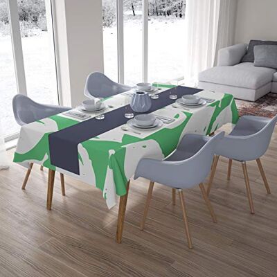 Bonamaison Köksdekoration, bordsduk, bensinggrön, vit, 140 x 200 cm designad och tillverkad i Turkiet Bonamaison Köksdekoration, bordsduk, bensinggrön, vit, 140 x 200 cm designad och tillverkad i Turkiet