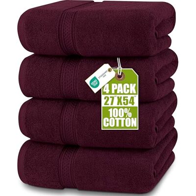 Utopia Towels – 4-pack premium 600 gsm 100% ringspunnen bomull badhandduk set – snabbtorkande, mycket absorberande, mjuk beröring, perfekt för daglig användning Utopia Towels – 4-pack premium 600 gsm 100% ringspunnen bomull badhandduk set – snabbtorkande, mycket absorberande, mjuk beröring, perfekt för daglig användning