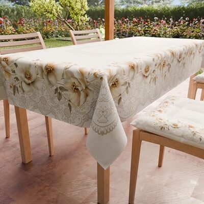 PETTI Artigiani Italiani Fläcksäker rektangulär bordsduk för kök magnolia-design X24 platser (140 x 450 cm) 100% tillverkad i Italien PETTI Artigiani Italiani Fläcksäker rektangulär bordsduk för kök magnolia-design X24 platser (140 x 450 cm) 100% tillverkad i Italien