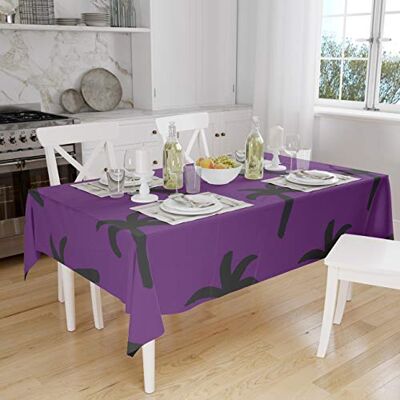 Bonamaison Köksdekoration, bordsduk, lila, svart, 140 x 160 cm designad och tillverkad i Turkiet Bonamaison Köksdekoration, bordsduk, lila, svart, 140 x 160 cm designad och tillverkad i Turkiet