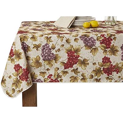 Violet Linen Violett linne europeisk vingårdsdruvor tryckt design bordsduk, polyester, beige Violet Linen Violett linne europeisk vingårdsdruvor tryckt design bordsduk, polyester, beige