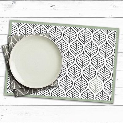 CREARREDA Bordstabletter Americana Leaves PVC-frukostbordstabletter set med 48 x 33 cm, halkfria, tvättbara, smutsavvisande, värmebeständiga, tillverkade i Italien CREARREDA Bordstabletter Americana Leaves PVC-frukostbordstabletter set med 48 x 33 cm, halkfria, tvättbara, smutsavvisande, värmebeständiga, tillverkade i Italien