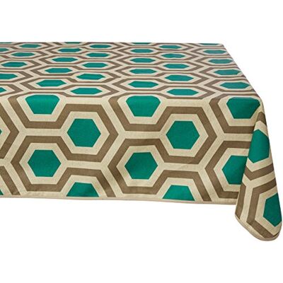Girones Hexagon Teal & valnöt bordsduk 140 x 250 cm Girones Hexagon Teal & valnöt bordsduk 140 x 250 cm