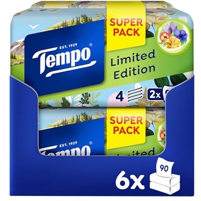 Tempo Näsdukslåda doft "Kraft och sensualitet", 6 förpackningar x (2-pack), 90 handdukar Tempo Näsdukslåda doft "Kraft och sensualitet", 6 förpackningar x (2-pack), 90 handdukar