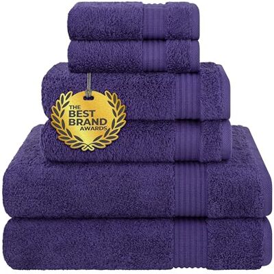 Cotton Paradise handduksset i 6-pack, 100% bomull, mjuka absorberande turkiska handdukar för badrum, 2 x badhanddukar, 2 x handdukar, 2 x tvättlappar, lila Cotton Paradise handduksset i 6-pack, 100% bomull, mjuka absorberande turkiska handdukar för badrum, 2 x badhanddukar, 2 x handdukar, 2 x tvättlappar, lila