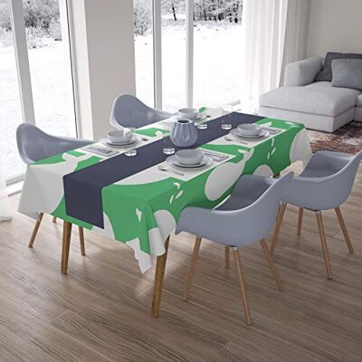 Bonamaison Köksdekoration, bordsduk, bensinggrön, vit, 140 x 200 cm designad och tillverkad i Turkiet Bonamaison Köksdekoration, bordsduk, bensinggrön, vit, 140 x 200 cm designad och tillverkad i Turkiet