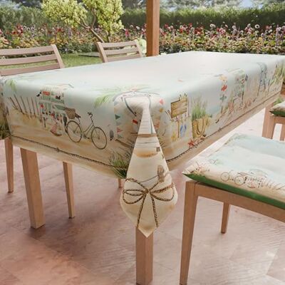 PETTI Artigiani Italiani Fläckbeständig bordsduk rektangulär bordsduk kök stranddesign X24 platser (140 x 450 cm) 100% tillverkad i Italien PETTI Artigiani Italiani Fläckbeständig bordsduk rektangulär bordsduk kök stranddesign X24 platser (140 x 450 cm) 100% tillverkad i Italien