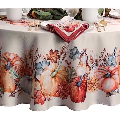 Elrene Home Fashions botanisk skörd pumpa konstruerad bordsduk, 152 cm x 213 cm oval Elrene Home Fashions botanisk skörd pumpa konstruerad bordsduk, 152 cm x 213 cm oval