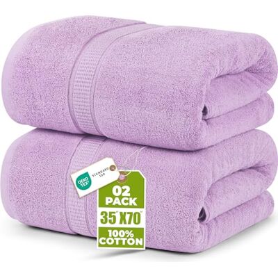 Utopia Towels – lyxigt jumbo badlakan 2 delar – 600 GSM 100% ringspunnen bomull mycket absorberande och snabbtorkande extra stor badhandduk – mjuk handduk av hotellkvalitet (70 x 178 cm, lavendel) Utopia Towels – lyxigt jumbo badlakan 2 delar – 600 GSM 100% ringspunnen bomull mycket absorberande och snabbtorkande extra stor badhandduk – mjuk handduk av hotellkvalitet (70 x 178 cm, lavendel)