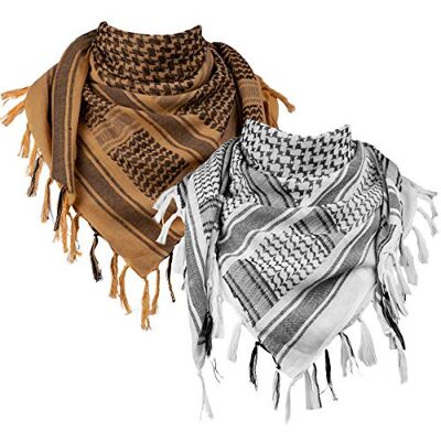 FREE SOLDIER 100% bomull shemagh militär taktisk keffiyeh ökenhuvud halsduk 110 x 110 cm arabisk wrap med tofs för män och kvinnor (vit och brun set) FREE SOLDIER 100% bomull shemagh militär taktisk keffiyeh ökenhuvud halsduk 110 x 110 cm arabisk wrap med tofs för män och kvinnor (vit och brun set)