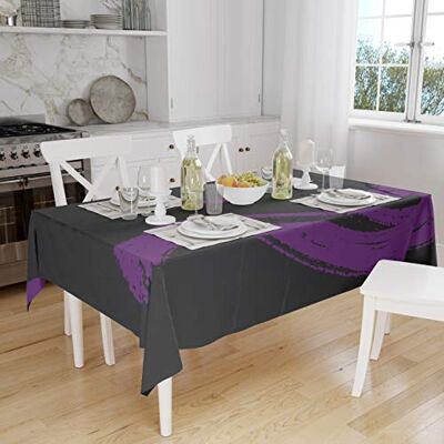 Bonamaison Köksdekoration, bordsduk, lila, svart, 140 x 160 cm designad och tillverkad i Turkiet Bonamaison Köksdekoration, bordsduk, lila, svart, 140 x 160 cm designad och tillverkad i Turkiet