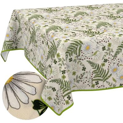 ANRO Bordsduk tvättbar bordsduk lotuseffekt lättskött av bomull polyester smutsavvisande utomhus trädgårdsduk kamomill blad 100 x 140 cm med rörband ANRO Bordsduk tvättbar bordsduk lotuseffekt lättskött av bomull polyester smutsavvisande utomhus trädgårdsduk kamomill blad 100 x 140 cm med rörband