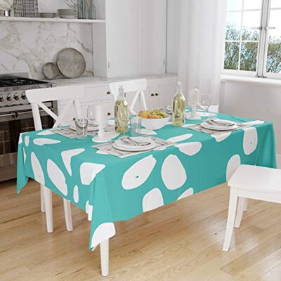 Bonamaison Köksdekoration, bordsduk, turkos, vit, 140 x 160 cm designad och tillverkad i Turkiet Bonamaison Köksdekoration, bordsduk, turkos, vit, 140 x 160 cm designad och tillverkad i Turkiet